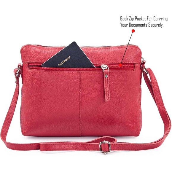 Women Red Imported Leather Polyester Crossbody Sling Shoulder Crossover Bag - Picture 5 of 6